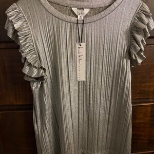 Nicole Miller Silver Metallic Top